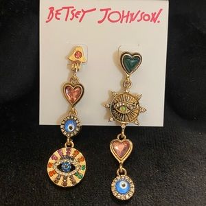 Betsey Johnson Evil Eye Linear Earrings